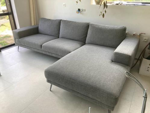 Stoffen zetel - Grijs, Huis en Inrichting, Zetels | Zetels, Gebruikt, Hoekbank, Vierpersoons of meer, 250 tot 300 cm, 100 tot 125 cm