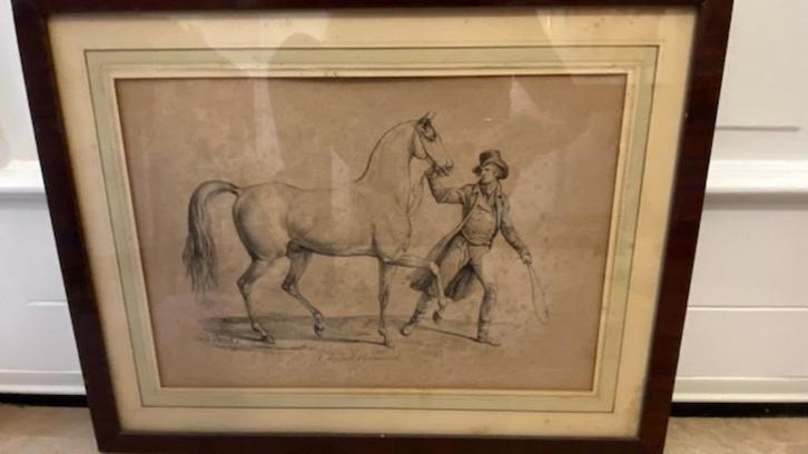 Gravure ancienne cheval à la main, Antiek en Kunst, Kunst | Litho's en Zeefdrukken, Ophalen