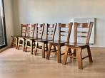 6 brutalist eiken stoelen, jaren ‘40, Brun, Bois, Cinq, Six Chaises ou plus, Utilisé