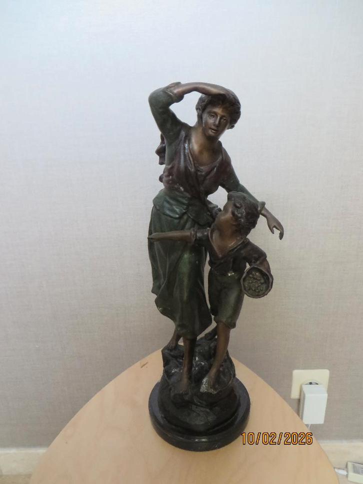 bronzen beelden, schilderij, tafereel 3-luik, houtsnijwerk, Antiek en Kunst, Curiosa en Brocante, Ophalen