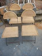 Retro  smeedijzeren  tuinstoelen  inklapbaar  4  stuks, Tuin en Terras, Tuinstoelen, Ophalen, Gebruikt, Metaal, Inklapbaar