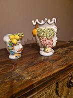 Paar Siciliaanse hoofden in Caltagyron keramiek, Antiek en Kunst, Ophalen of Verzenden