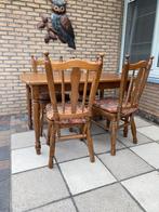 Klassieke Eiken keukentafel met 4 stoelen, Huis en Inrichting, Complete eetkamers, 4 tot 6 stoelen, Gebruikt, Ophalen, Klassiek