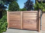 Deluxe tuinpoort Padouk + automatisatie incl poortpalen, Ophalen, Nieuw, 150 tot 200 cm, Hout