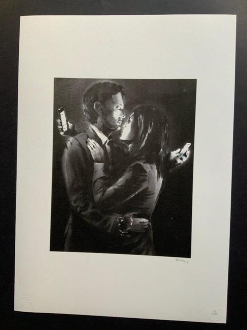 BANKSY GROOT genummerd met stempel, Antiek en Kunst, Kunst | Litho's en Zeefdrukken, Ophalen of Verzenden