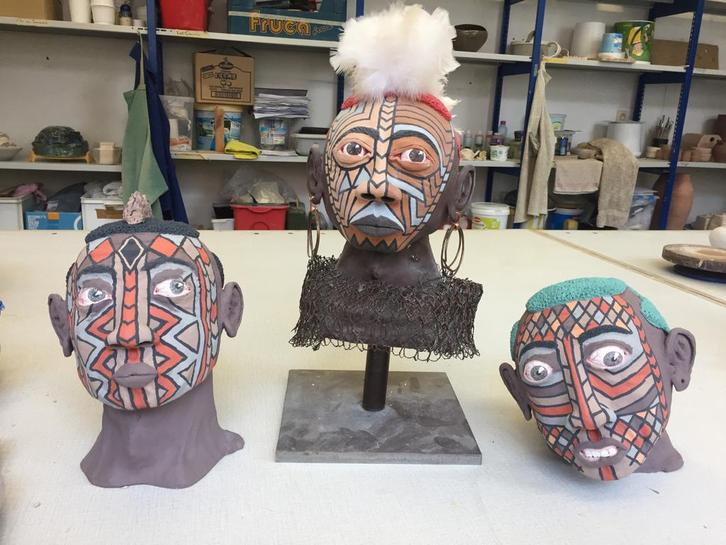 Tribal koppen, Antiek en Kunst, Kunst | Beelden en Houtsnijwerken, Ophalen
