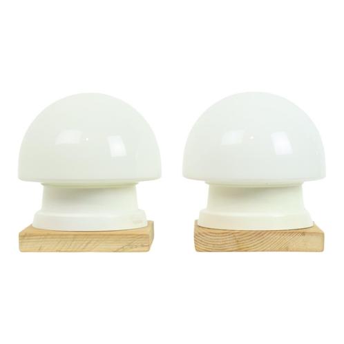 Koppel Mushroom Lampjes Nachtlamp Opaline Vintage, Antiek en Kunst, Curiosa en Brocante, Ophalen of Verzenden