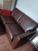 Bruine leren bank, Huis en Inrichting, Ophalen, Leer