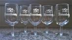 5 vintage bierglazen Kronenbourg op voet Wit logo, Ophalen of Verzenden, Zo goed als nieuw, Bierglas