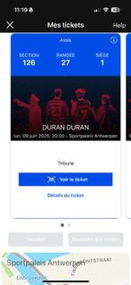 2 places pour DURANDURAN, Tickets en Kaartjes, Concerten | Pop, Twee personen, Juni