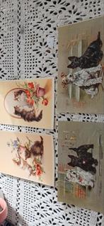 2 oude postkaarten poezen, 2 oude postkaarten honden, Collections, Cartes postales | Animaux, Enlèvement ou Envoi