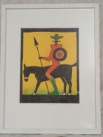 Œuvre de Josse Goffin « Don Quichotte » sous cadre (42x32cm), Antiek en Kunst, Kunst | Schilderijen | Modern, Ophalen of Verzenden