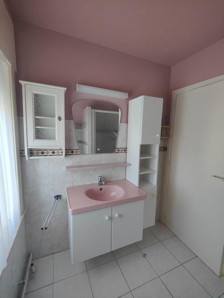 Badkamermeubels - Wastafel, kasten en douchedeur, Huis en Inrichting, Badkamer | Badkamermeubels, Gebruikt, Wasbak of Wastafel