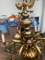 Prachtige koperen luster 1960, Huis en Inrichting, Lampen | Kroonluchters, Ophalen, Zo goed als nieuw