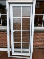 Porte PVC vitrée + 2 latéraux (verres lat. à remplacer), Gebruikt