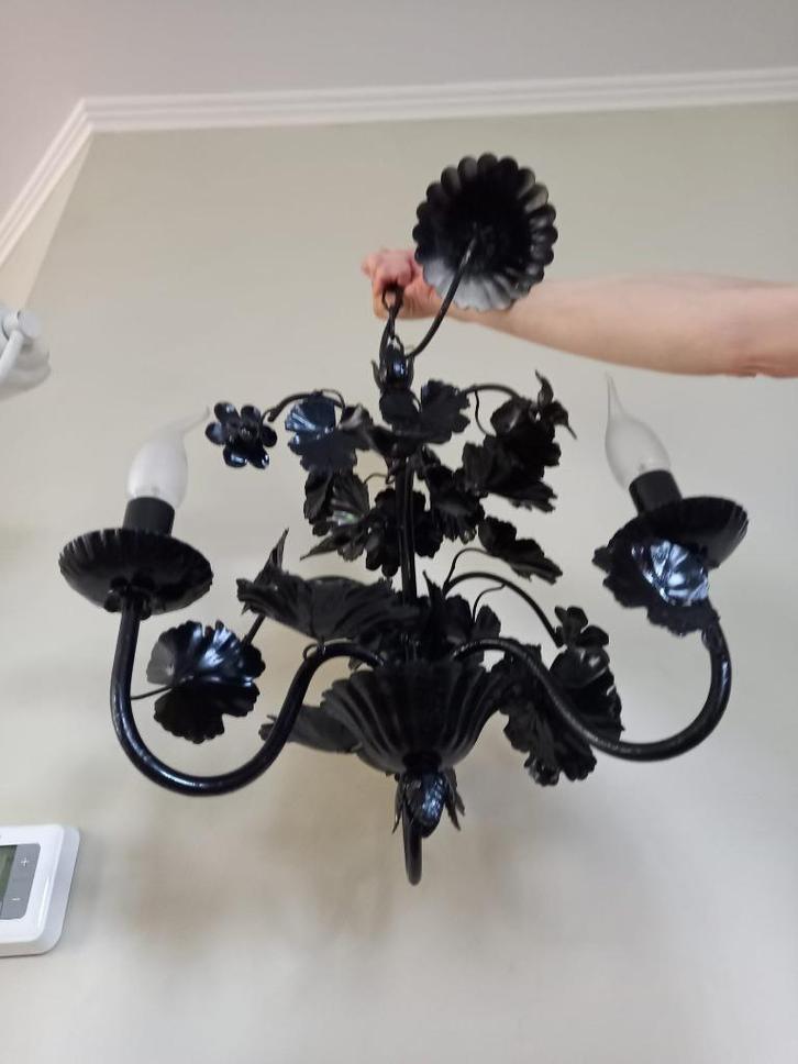 Mooie zwarte kroonluchter, Huis en Inrichting, Lampen | Kroonluchters, Gebruikt, Ophalen