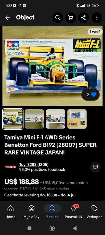 Tamiya Benetton B192 1/28 Mini F-1 Série 1993 rare 