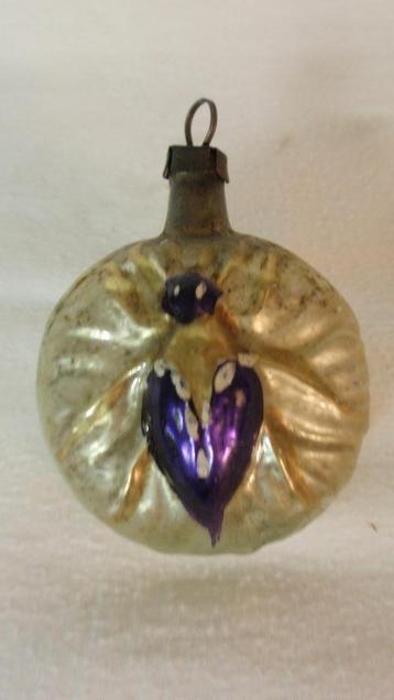 Oude glazen kerstbal bloem + bij soms spin genoemd zeldzaam beschikbaar voor biedingen