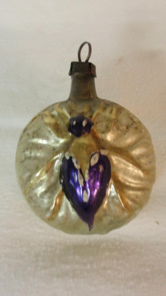 Oude glazen kerstbal bloem + bij soms spin genoemd zeldzaam, Diversen, Kerst, Gebruikt, Ophalen of Verzenden