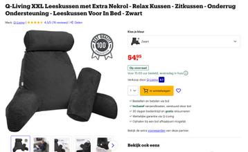 Q-Living XXL Leeskussen met Extra Nekrol (NIEUWSTAAT!) beschikbaar voor biedingen