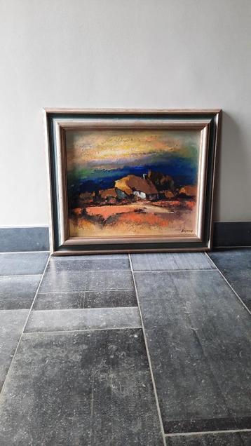 Gesigneerd schilderij landschap met hoeve Jef Bosmans beschikbaar voor biedingen