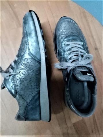 Ecco lederen zilvergrijs beige veterschoenen lage hakken 39 beschikbaar voor biedingen