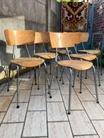 Set van 6 industriele stoelen, Ophalen, Gebruikt, Hout