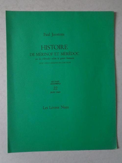 livre rare Paul Joostens Histoire de Merinof 1969, Livres, Art & Culture | Arts plastiques, Utilisé, Peinture et dessin, Enlèvement ou Envoi