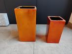 2 oranje metalen vazen, Maison & Meubles, Accessoires pour la Maison | Vases, Comme neuf, Enlèvement, Orange