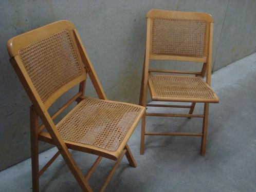 chaises cannage vintage repliables, Huis en Inrichting, Stoelen, Gebruikt, Twee, Hout, Riet of Rotan, Ophalen