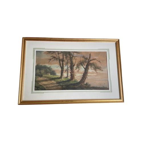 Aquarel: „Animated Landscape” van Auguste Taurel (1859 -?), Antiek en Kunst, Kunst | Schilderijen | Klassiek, Ophalen