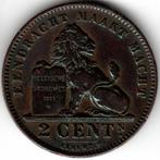 Belgique : 2 Centimes 1911 Néerlandais Morin 311 Ref 14935, Timbres & Monnaies, Monnaies | Belgique, Bronze, Enlèvement ou Envoi