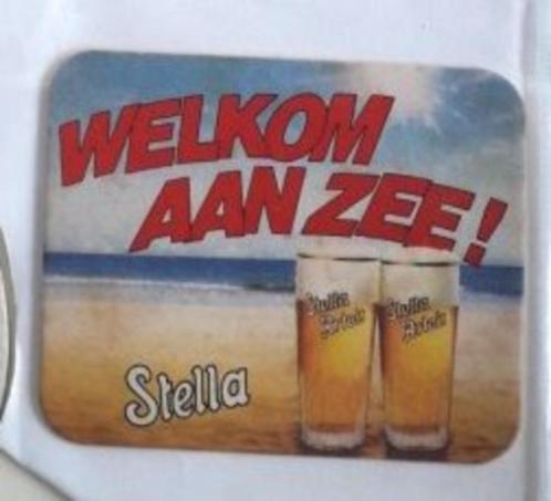 Bierviltje "Stella Artois" - Welkom aan zee!, Verzamelen, Biermerken, Gebruikt, Viltje(s), Stella Artois, Ophalen of Verzenden