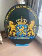 Vintage Email plaat Nederlandse ambassade, Ophalen of Verzenden