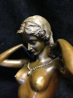 Bronzen naakte dame/kussen Paul Ponsard/stempel zuiver brons, Ophalen of Verzenden