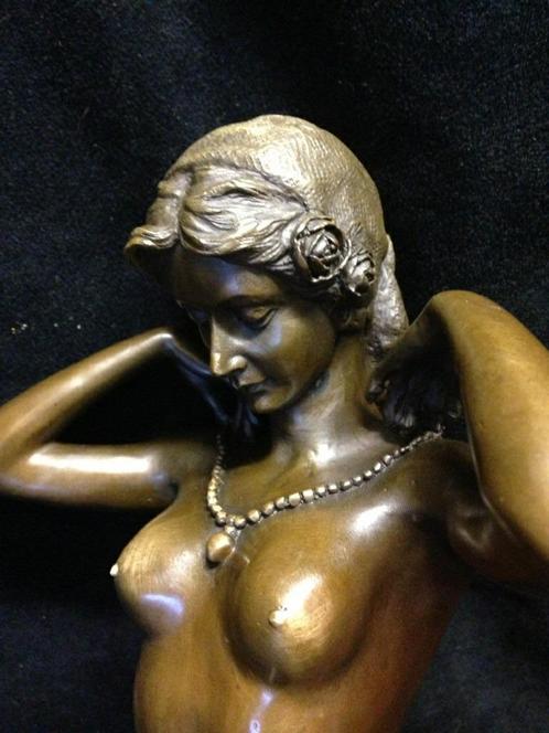 Bronzen naakte dame/kussen Paul Ponsard/stempel zuiver brons, Antiquités & Art, Art | Sculptures & Bois, Enlèvement ou Envoi