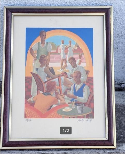 Lithographie signe Anto carte, Antiek en Kunst, Kunst | Litho's en Zeefdrukken, Ophalen of Verzenden