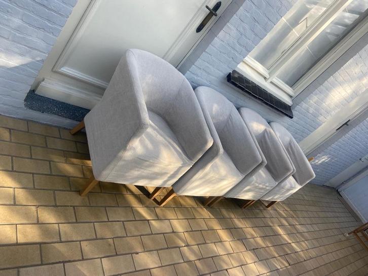 Stoelen 4 stuks, Huis en Inrichting, Stoelen, Gebruikt, Vier, Hout, Stof, Overige kleuren, Ophalen