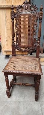 Vintage jachtstoel kasteelstoel hout snijwerk antiek, Ophalen of Verzenden