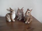 Décoration. 3 lapins (hauteur 14 cm/ 14,5 cm/ 15 cm), Jardin & Terrasse, Statues de jardin, Comme neuf, Animal, Autres matériaux