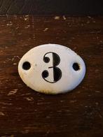 Nummer 3, antiek geëmailleerd bordje, Antiek en Kunst, Ophalen