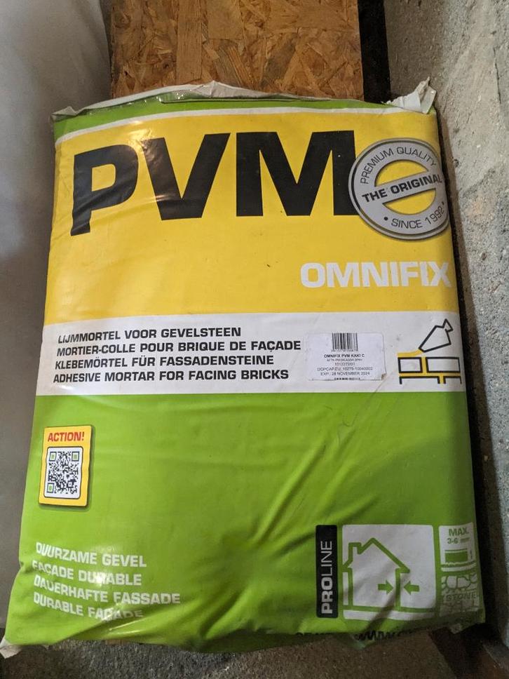 Omnicol, Omnifix PVM Kaki 25kg Type C, lijmmortel voor gevel, Doe-het-zelf en Bouw, Metselstenen, Nieuw, Overige typen, Ophalen