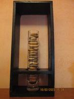 Vase cylindrique et cailloux dans support noir, Maison & Meubles, Enlèvement ou Envoi, Comme neuf