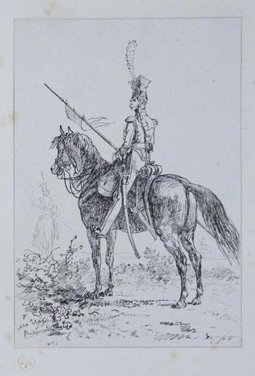 Auguste Raffet litho "Chevau Legèr - Lancier" "1er tirage" beschikbaar voor biedingen