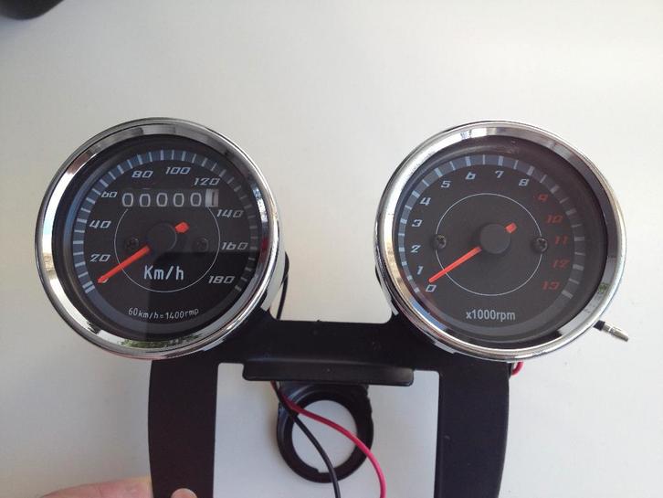 Tellerset chroom/zwart caferacer bobber tracker custom, Motoren, Tuning en Styling, Ophalen of Verzenden