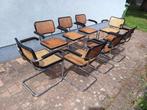 8 cesca-model stoelen, armleuningen zwarte kaders en chroom, Huis en Inrichting, Ophalen, Gebruikt