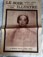 La Belgique pleure la Reine Astrid Le Soir, Collections, 1920 à 1940, Enlèvement ou Envoi