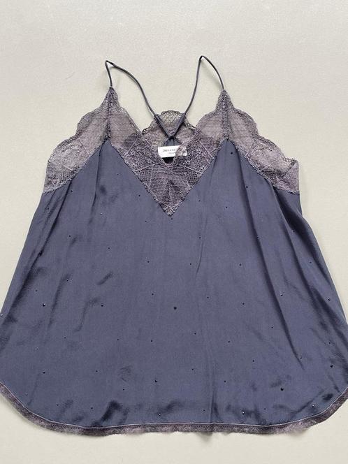ZGAN antraciet zijden top met strass Zadig & Voltaire Deluxe, Kleding | Dames, Topjes, Zo goed als nieuw, Maat 34 (XS) of kleiner