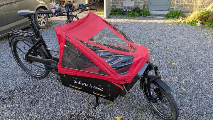 vélo cargo électrique, Vélos & Vélomoteurs, Vélos | Vélos avec bac, Comme neuf, Autres marques, 2 enfants, Électrique, Bâche, Enlèvement