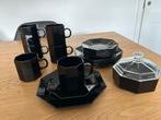 19-delig achthoekig zwart koffieservies, Ophalen of Verzenden